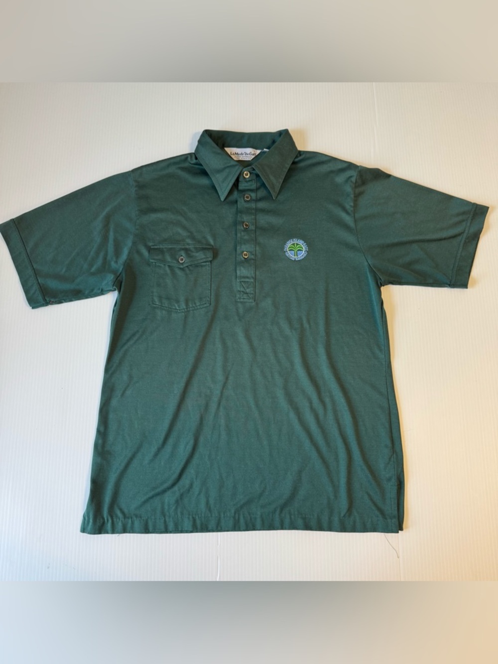 Vintage Green La Mode Du Golf Paradise Island Bahamas Embroidered Polo Shirt XL
